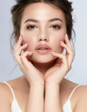 A facelift and neck lift cosmetic surgery made a woman look younger and more attractive.